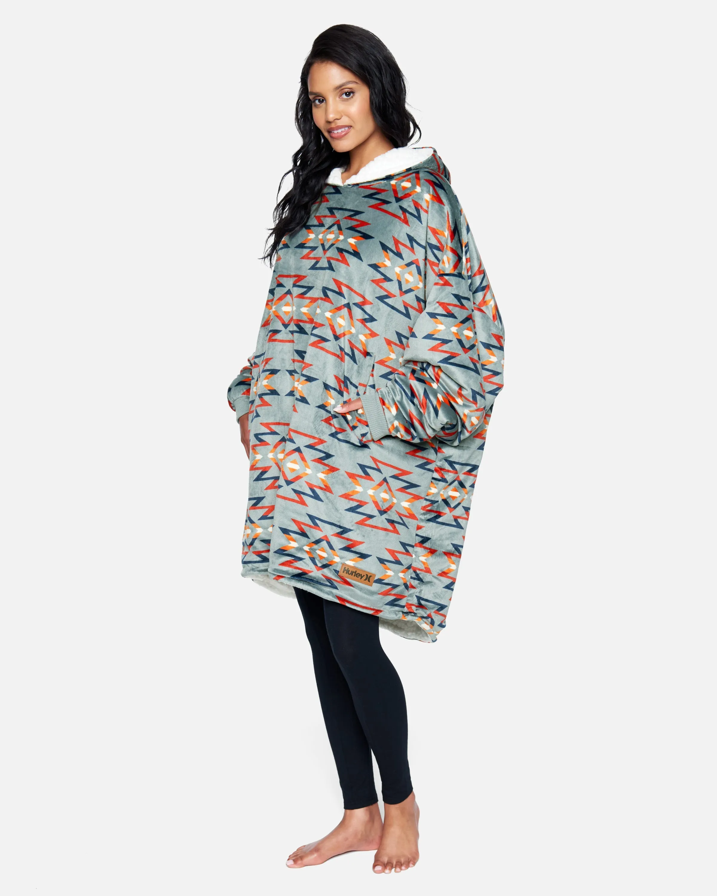 Aztec Print Oversized Hooded Blanket Poncho sold by Hurley product image thumbnail 5