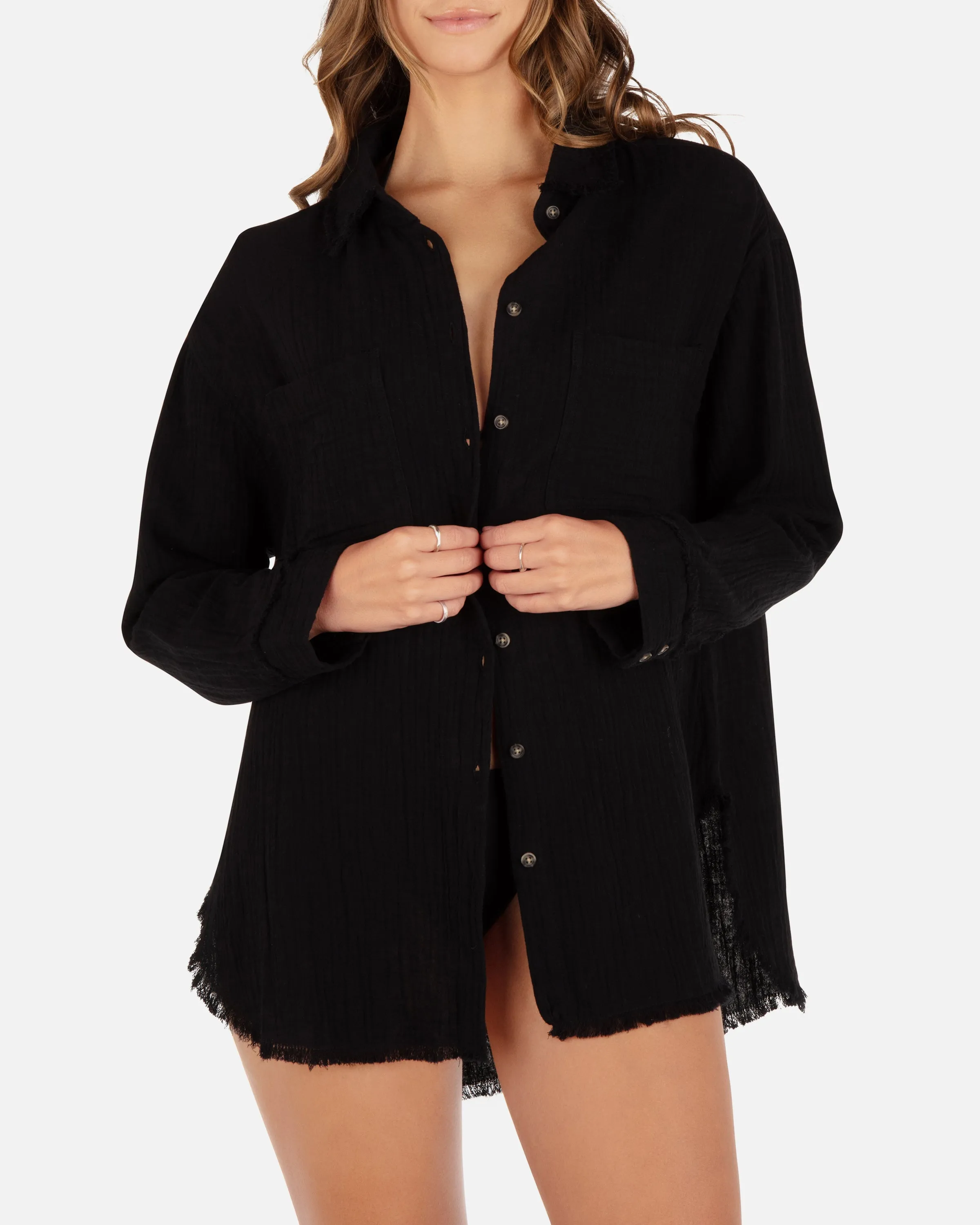 Solid Long Sleeve Button Front Shirt sold by Hurley