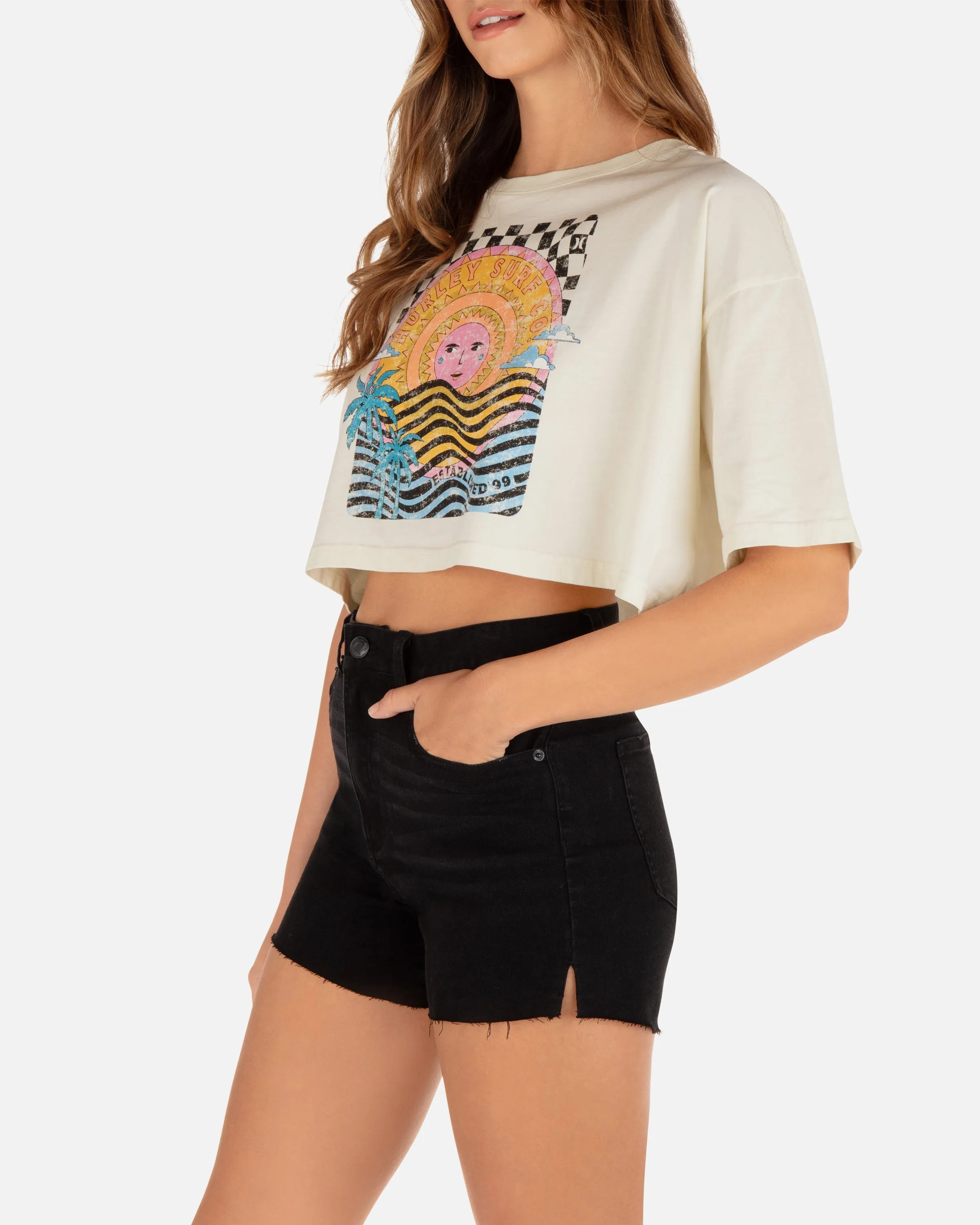Psychedelic Surf Boyfriend Cropped Tee sold by Hurley product image thumbnail 3