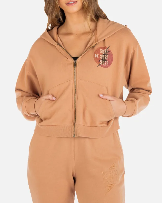 Surf Queen Hailey Crop Zip Up Hoodie sold by Hurley