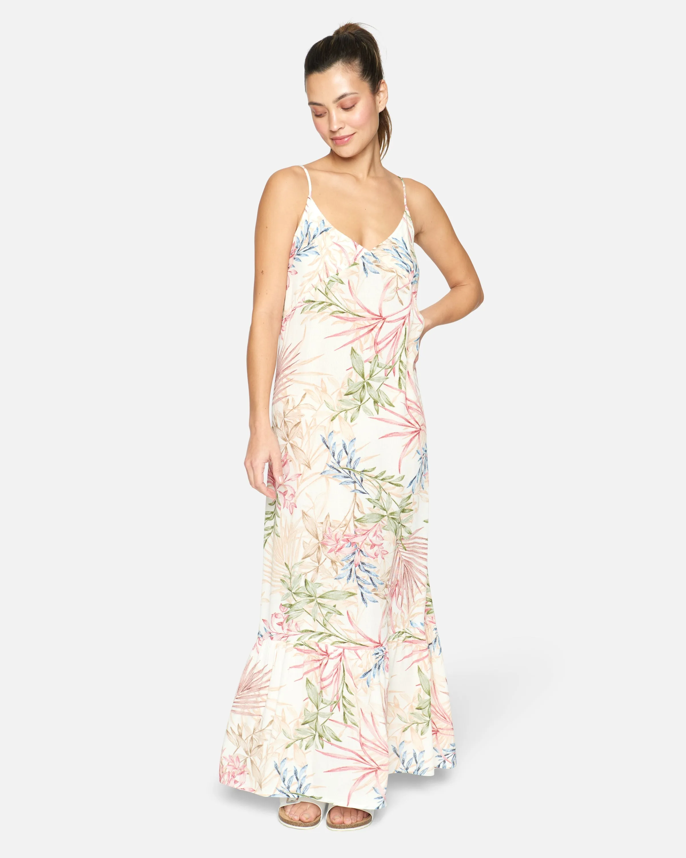 SUMMER PALM RUFFLE MAXI DRESS sold by Hurley
