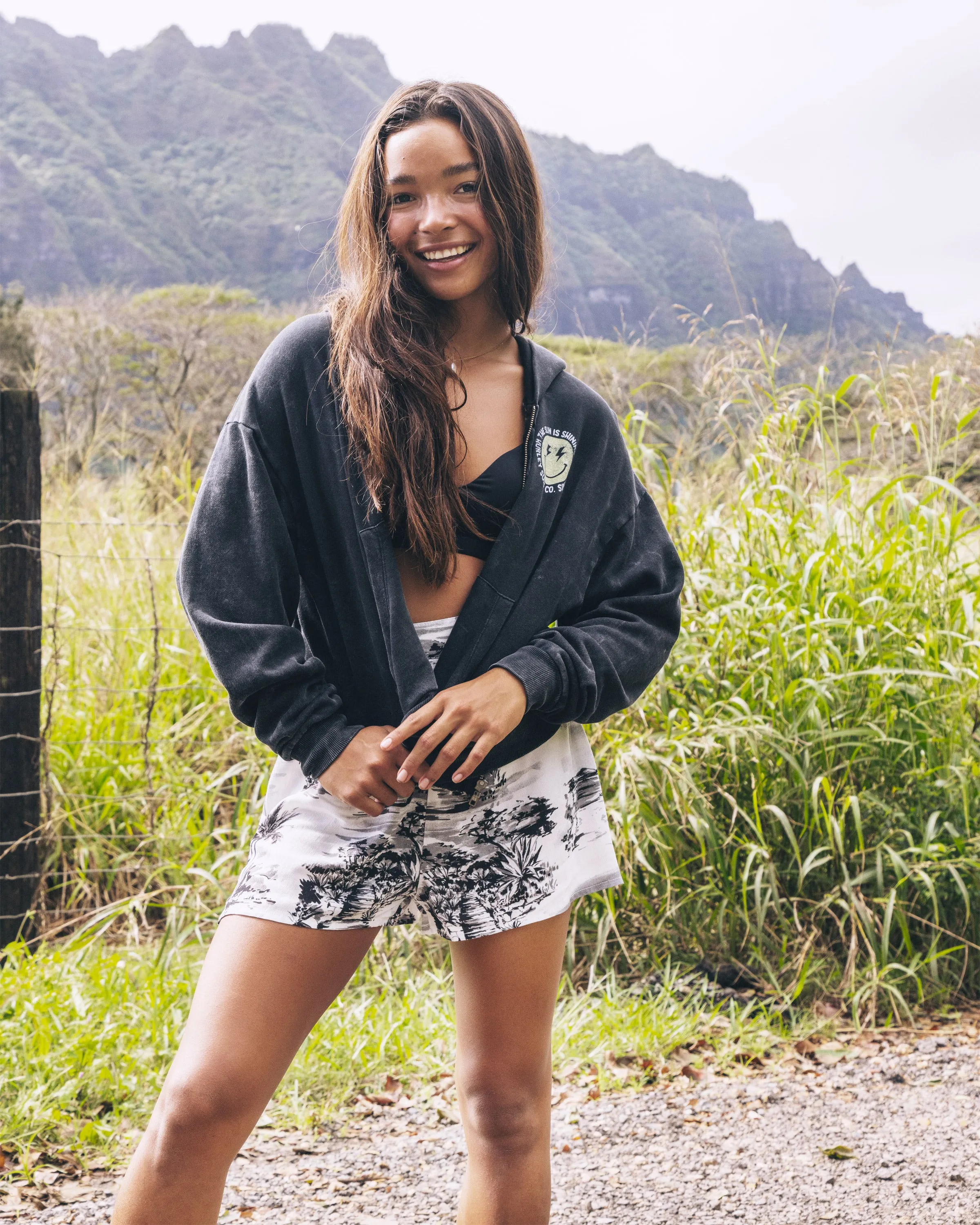 SUNSHINE SMILEY ZIP-UP HOODIE sold by Hurley
