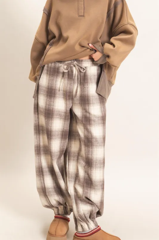 Plaid Drawstring Jogger Pants made by HYFVE