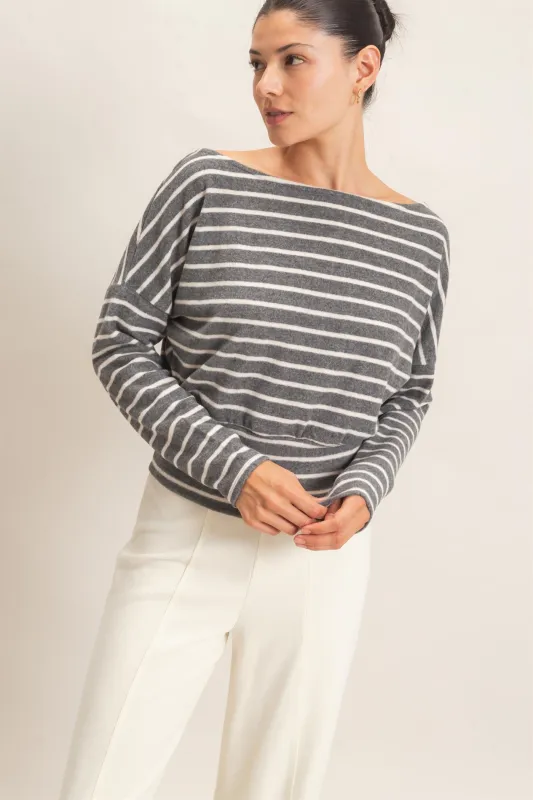 Striped Off Shoulder Top made by HYFVE