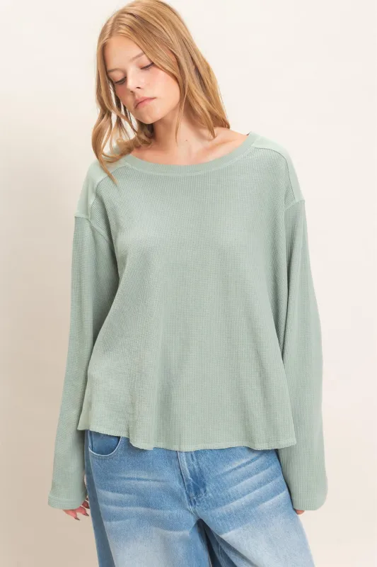 Waffle Knit Crew Neck Top made by HYFVE