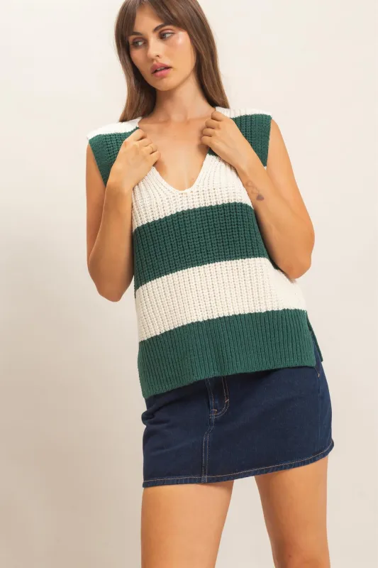 V-Neck Striped Sweater Vest made by HYFVE