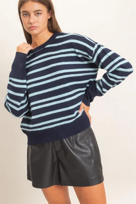 Striped Crew Neck Sweater made by Double Zero