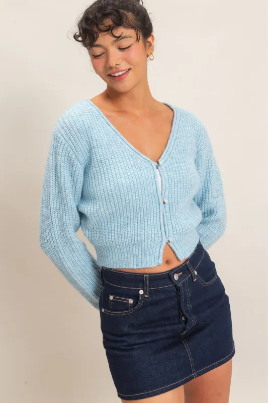 V-Neck Ribbed Cardigan made by Double Zero