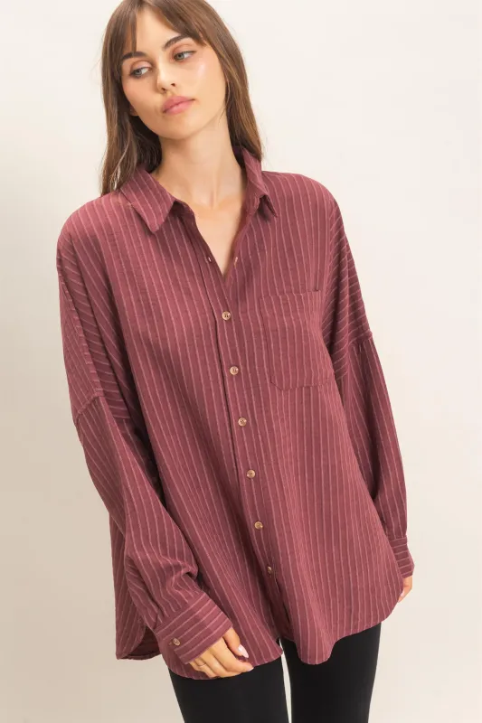 Striped Button-Up Shirt made by HYFVE