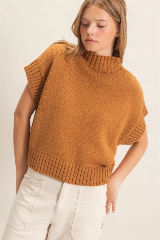 Ribbed Mock Neck Sweater Vest made by HYFVE
