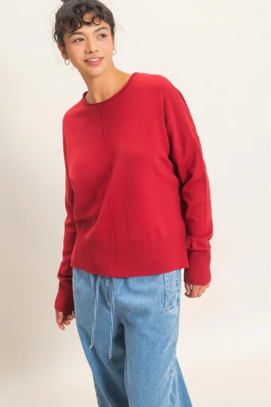 Roll Neck Seam Detail Sweater made by Double Zero