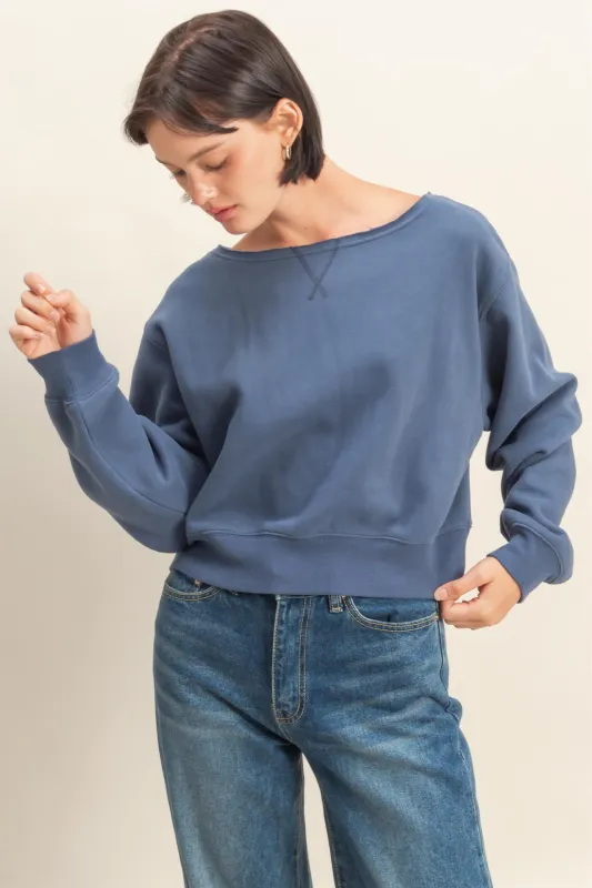 Boatneck Long Sleeve Pullover Sweatshirt made by Double Zero