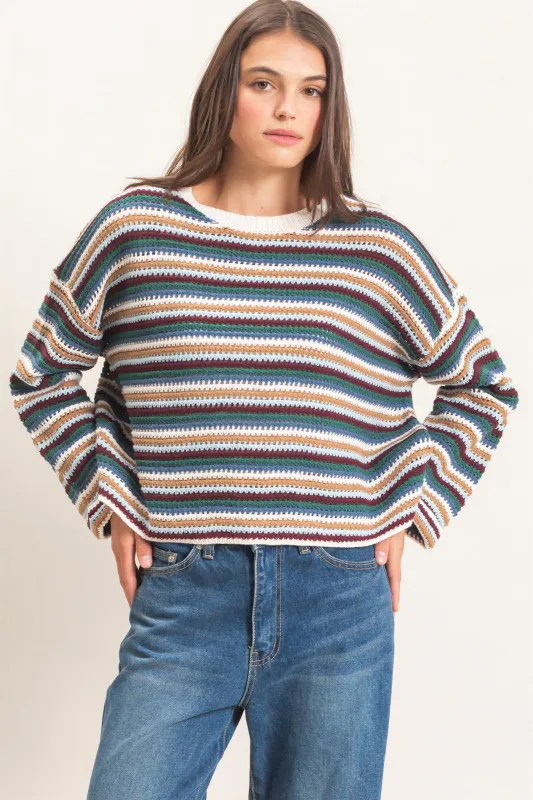 Striped Boat Neck Sweater made by HYFVE
