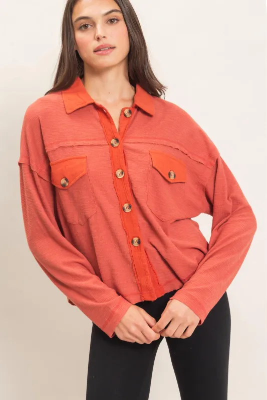 Textured Button-Up Shirt made by HYFVE