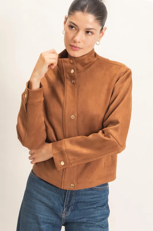Collar Suede Snap Jacket made by HYFVE