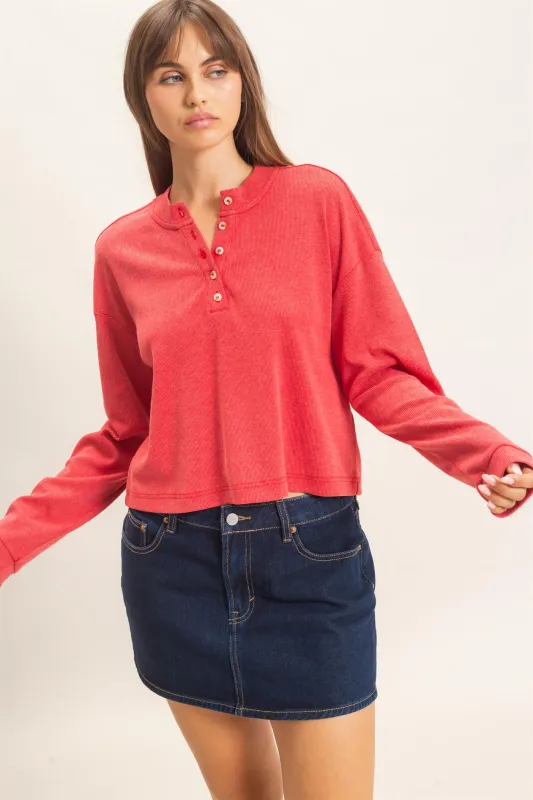 Buttoned Henley Top made by HYFVE