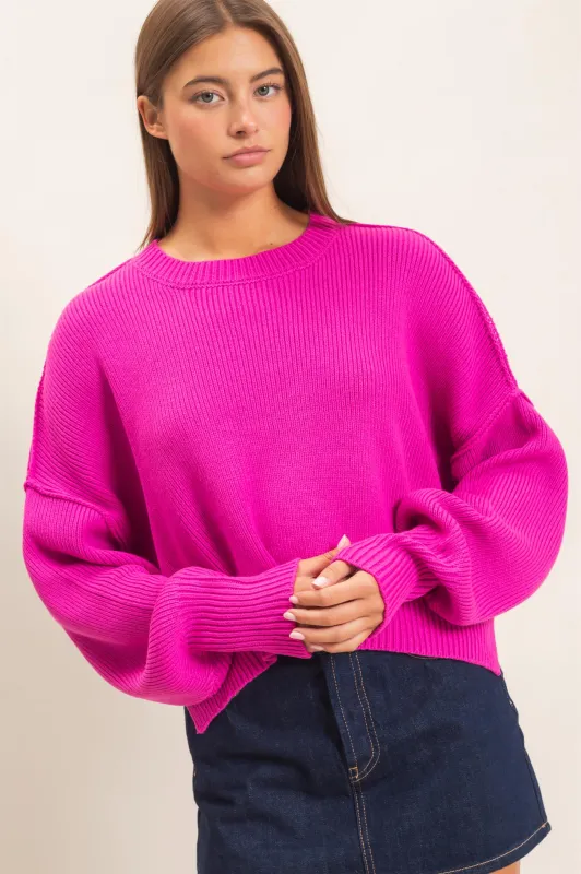 Ribbed Drop Shoulder Sweater made by Double Zero