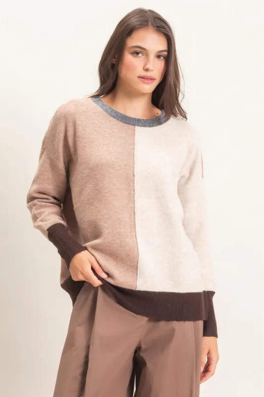 Colorblock Crew Neck Sweater made by HYFVE