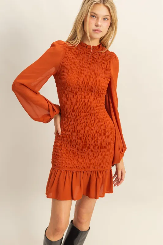 Smocked Ruffled Mini Dress made by HYFVE