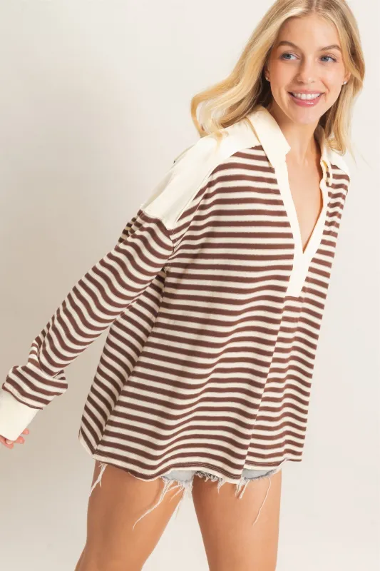 Striped Henley Sweatshirt made by HYFVE