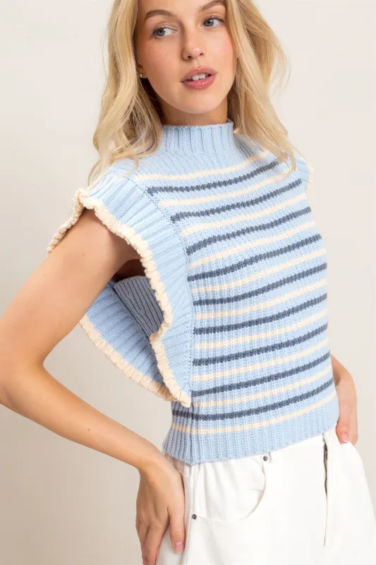 Ribbed Ruffle Sleeve Sweater made by HYFVE