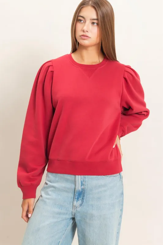 Puff Sleeve Crew Neck Sweatshirt made by Double Zero