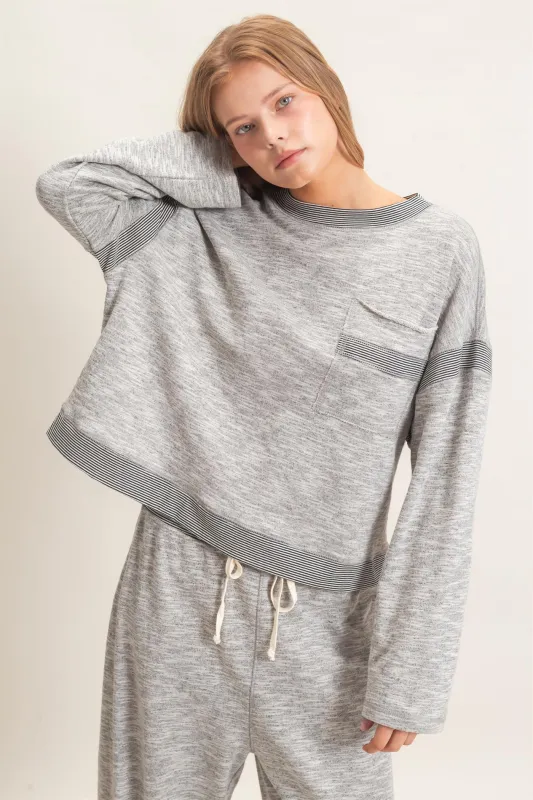 Striped Trim Pocket Sweatshirt made by HYFVE
