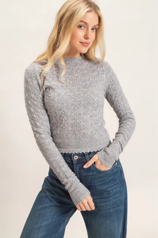 Crochet Scalloped Hem Sweater made by HYFVE