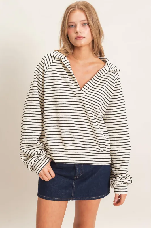 Striped Collared Sweatshirt made by HYFVE