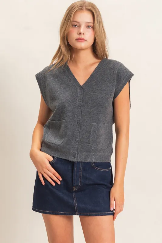 V-Neck Buttoned Sweater Vest made by HYFVE