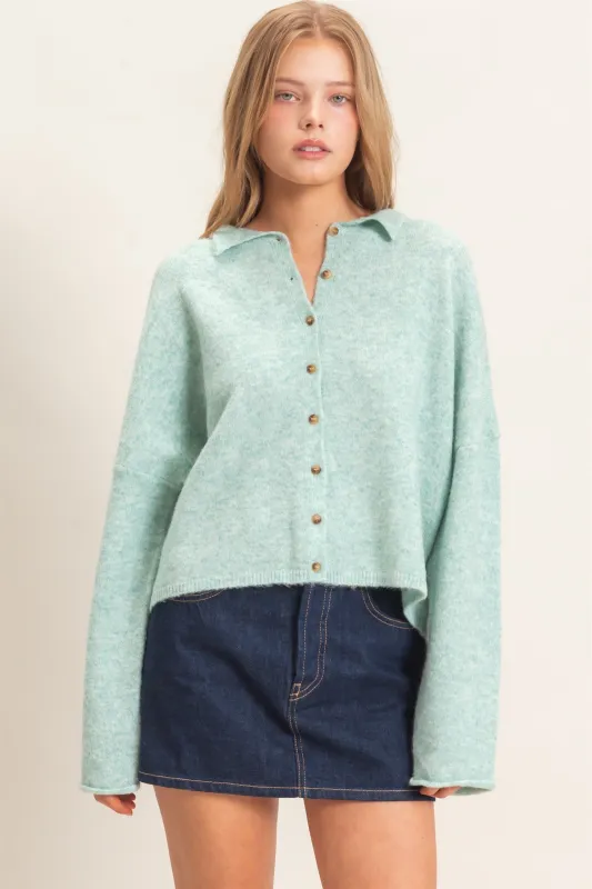 Button-Up Collared Sweater Cardigan made by HYFVE