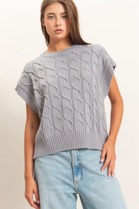 Cable Knit Cap Sleeve Sweater made by Double Zero