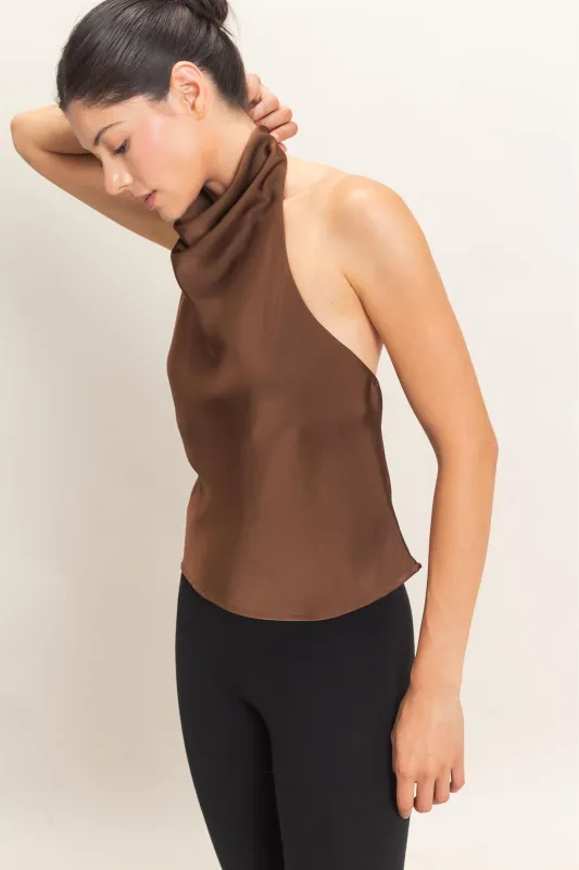 Draped Halter Satin Top made by HYFVE