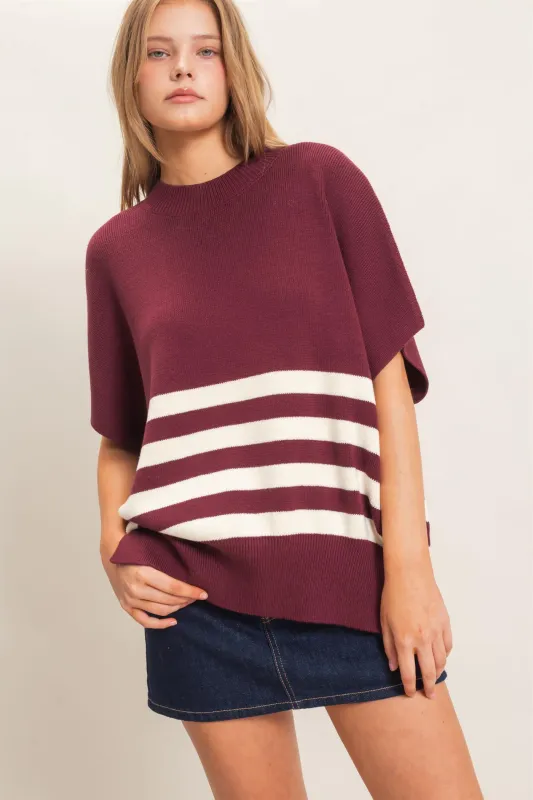 Striped Ribbed Crew Neck Sweater made by HYFVE