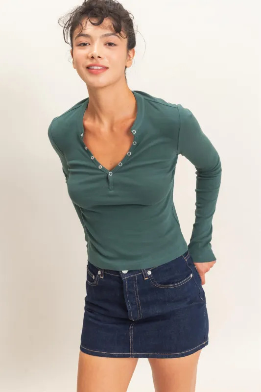 Long Sleeve Henley Top made by Double Zero