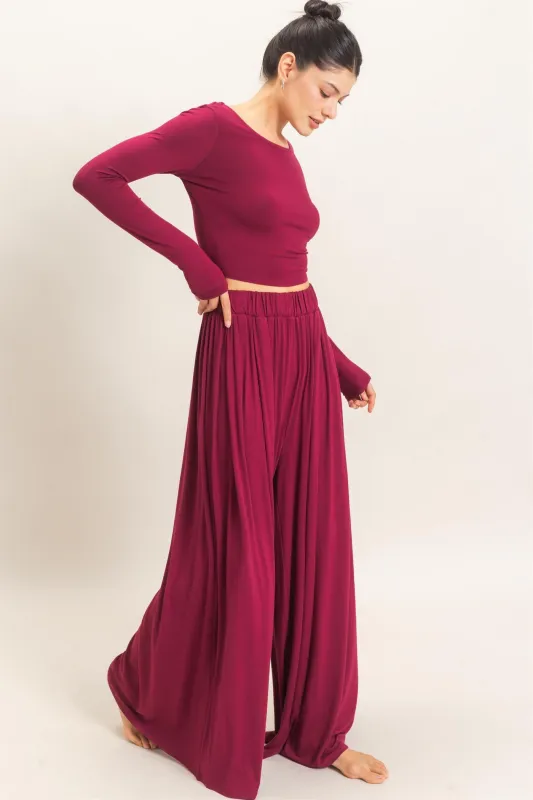 Long Sleeve Top & Wide Leg Pants Set made by HYFVE