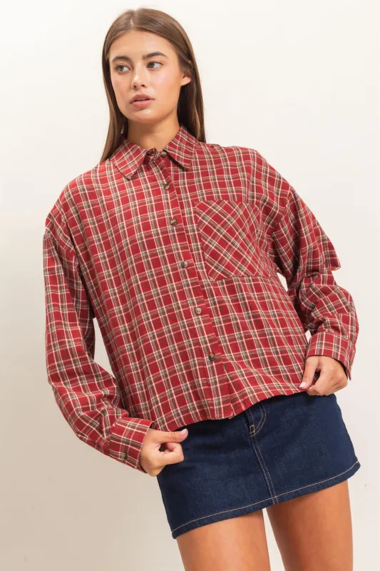 Plaid Button-Up Shirt made by Double Zero