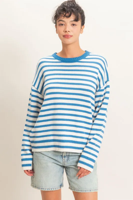 Striped Crew Neck Sweater made by Double Zero
