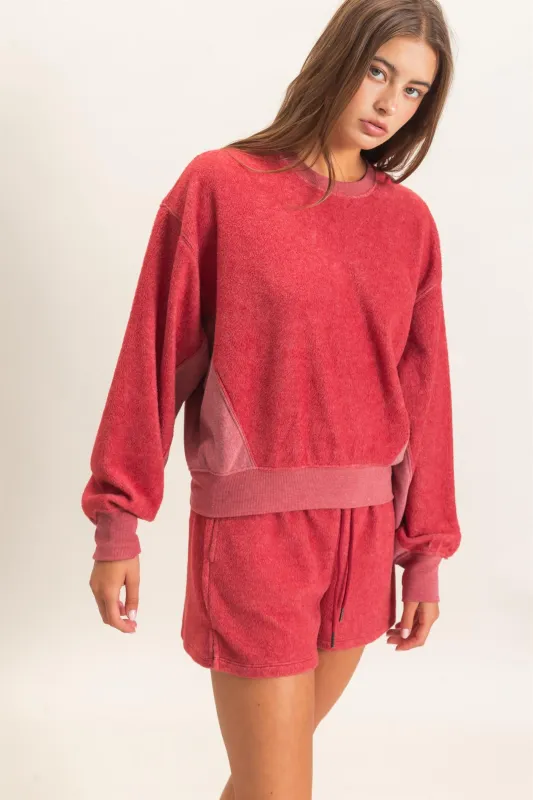 Contrast Sweatshirt & Shorts Set made by Double Zero