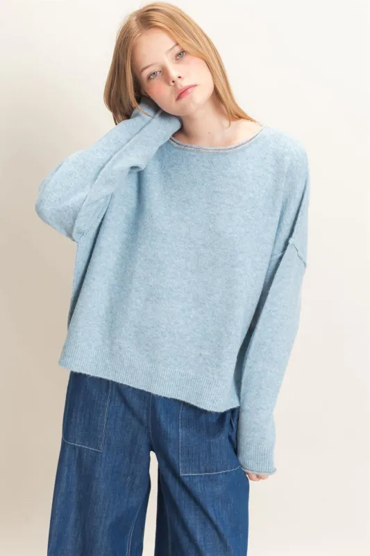 Relaxed Wide Neck Knit Sweater made by HYFVE