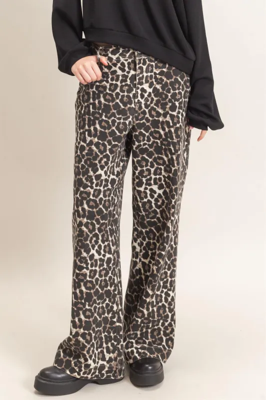 Leopard Print Wide-Leg Pants made by HYFVE