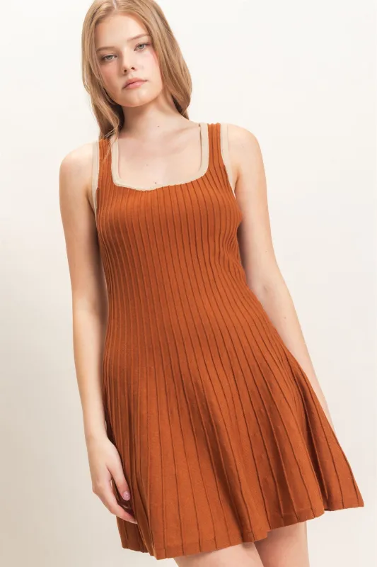 Ribbed Square Neck Mini Dress made by HYFVE