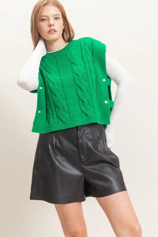 Cable Knit Vest With Side Buttons made by HYFVE