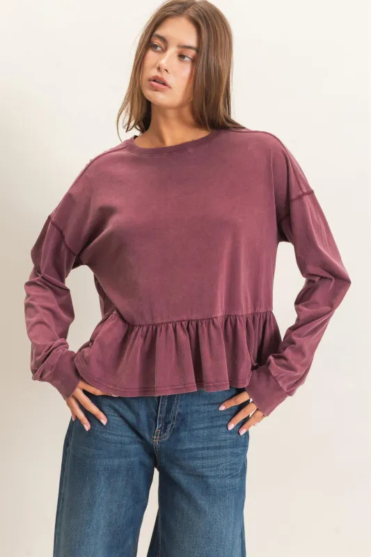 Peplum Long Sleeve Top made by Double Zero