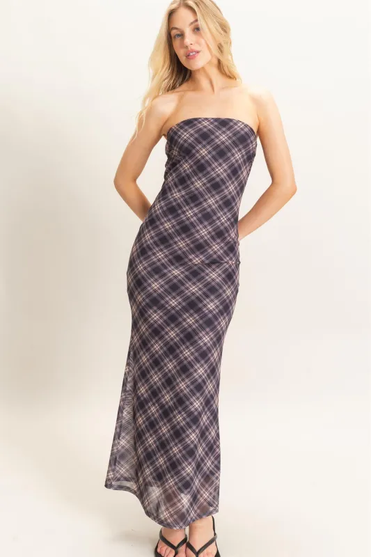 Strapless Printed Mesh Maxi Dress made by HYFVE