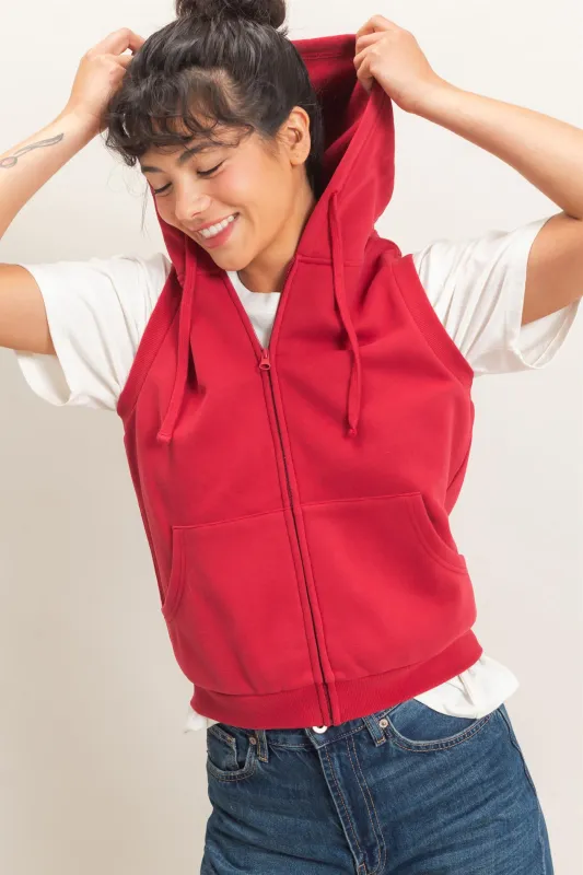 Sleeveless Zip Up Hoodie made by Double Zero