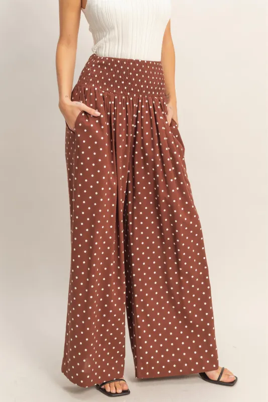 Polka Dot Elastic Wide-Leg Pants made by HYFVE