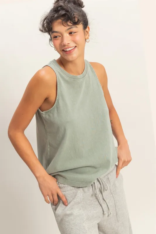 Mineral Washed Sleeveless Top made by Double Zero