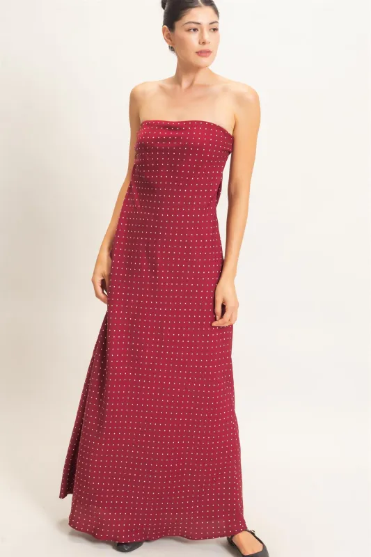 Strapless Polka Dot Maxi Dress made by HYFVE