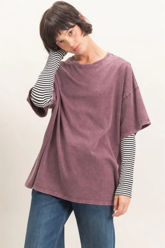 Mineral Wash Oversized Crew Neck T-Shirts made by Double Zero